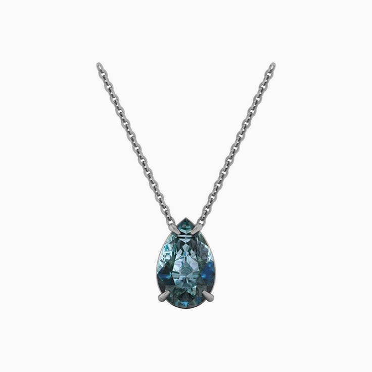 Pear Teal Sapphire Necklace