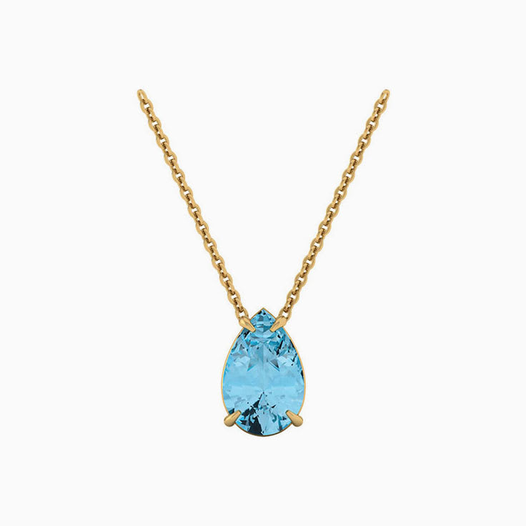 Pear Blue Topaz Necklace