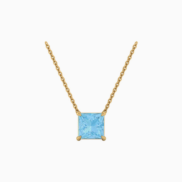 Square Aquamarine Necklace