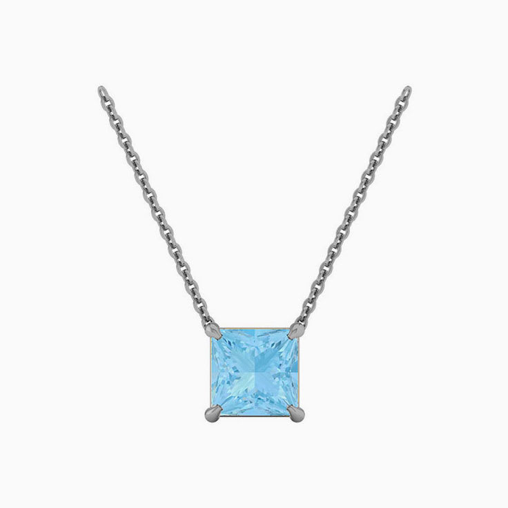 Square Aquamarine Necklace