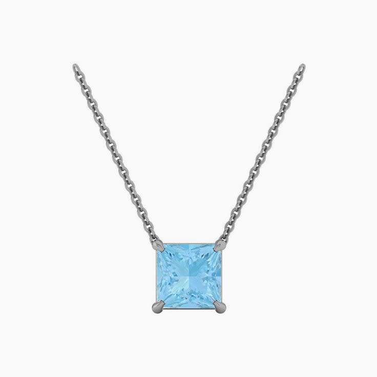 Square Aquamarine Necklace