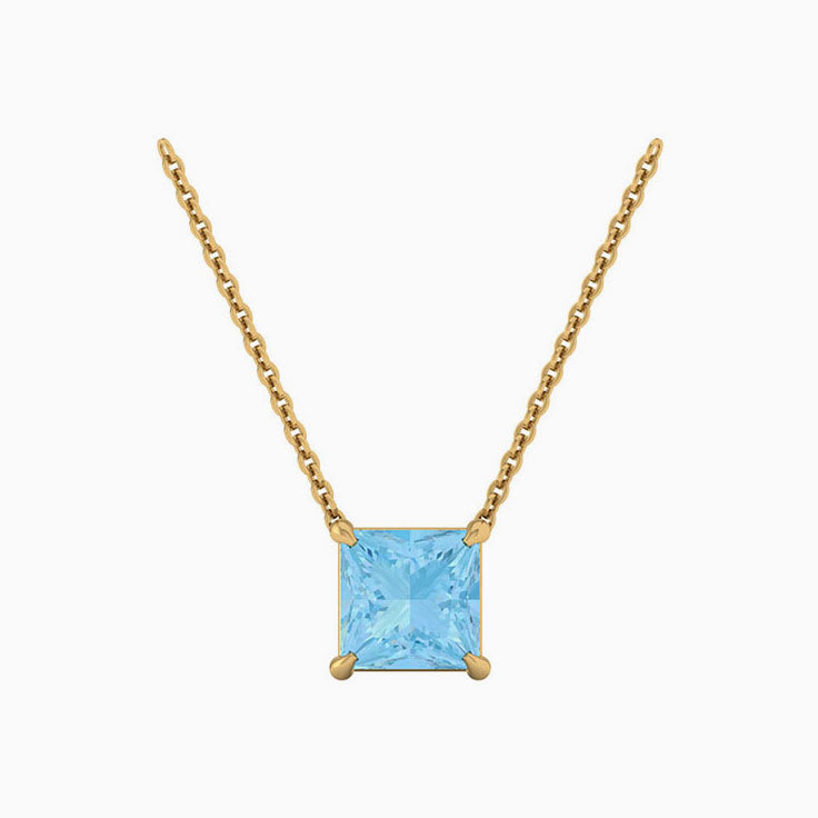 Square Aquamarine Necklace