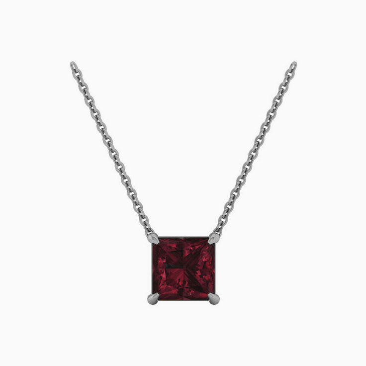 Square Garnet Necklace