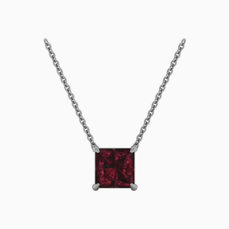 Square Garnet Necklace