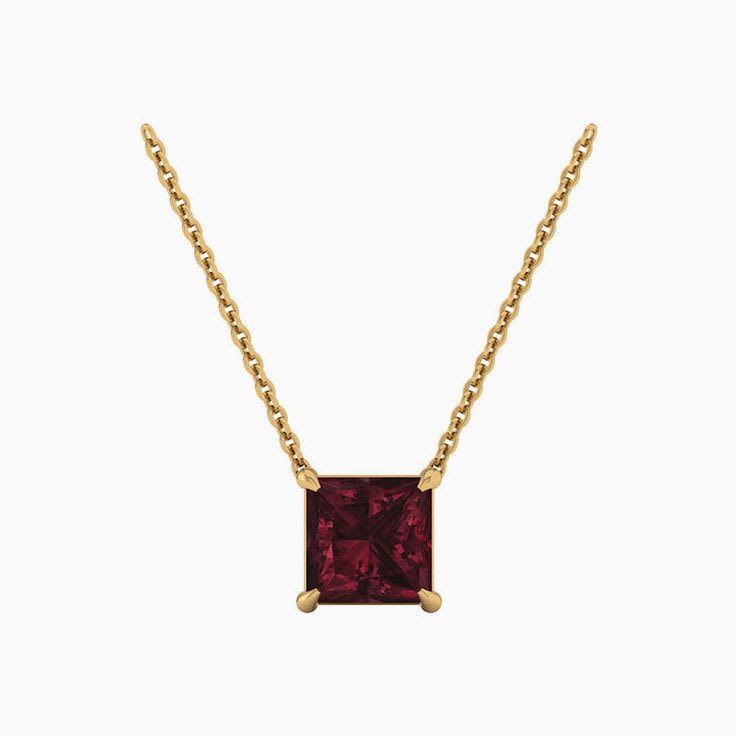Square Garnet Necklace