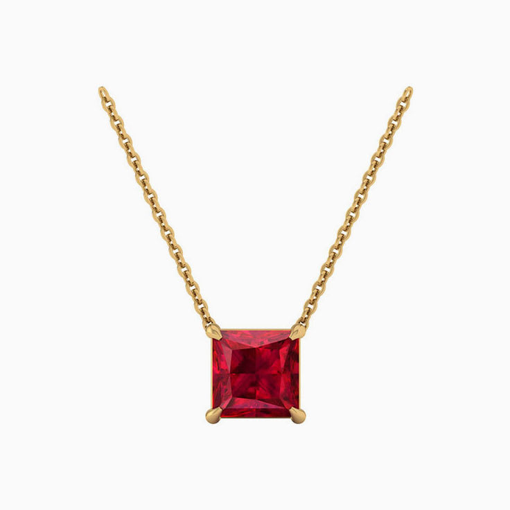 Square Ruby Necklace