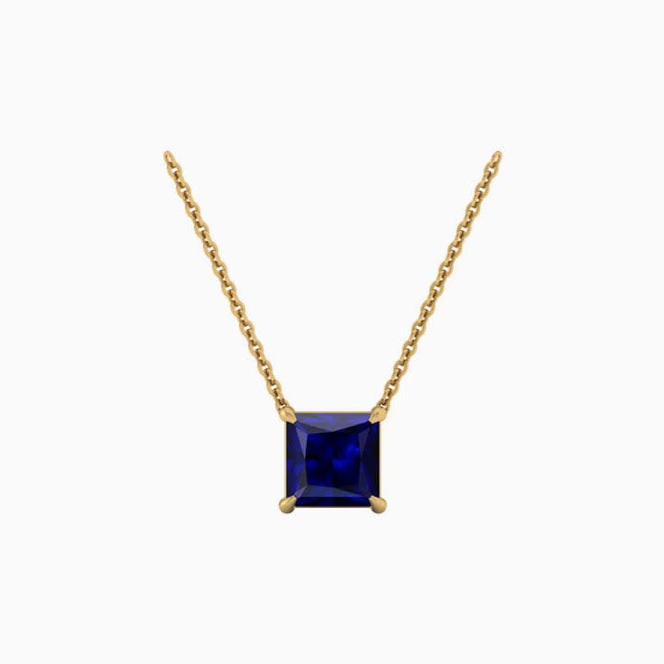 Square Blue Sapphire Necklace