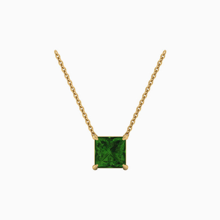 Square Green Sapphire Necklace