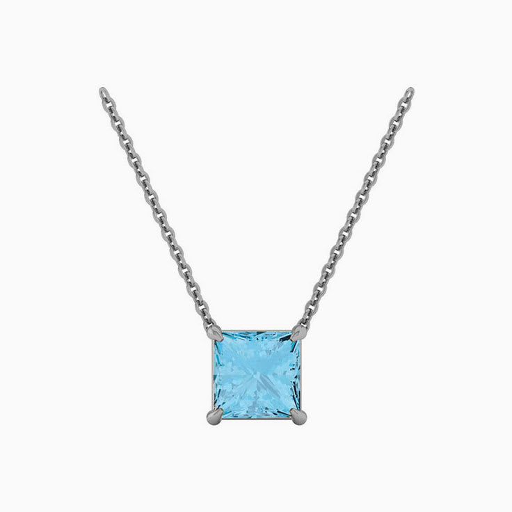 Square Blue Topaz Necklace