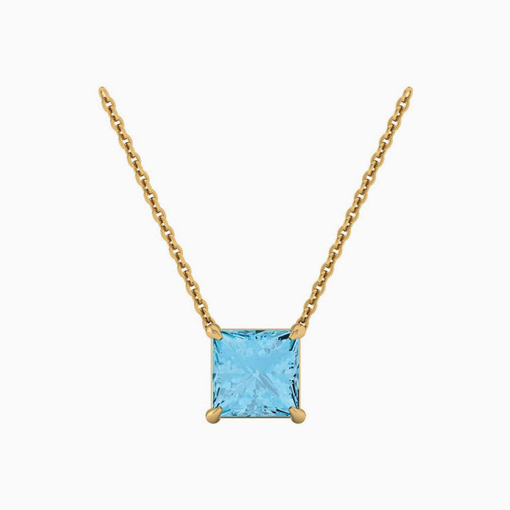 Square Blue Topaz Necklace