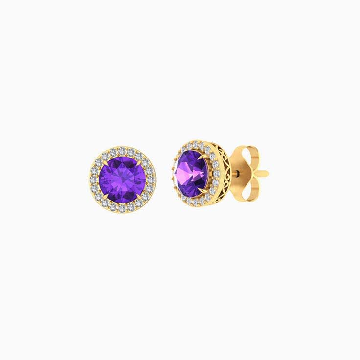 Classic amethyst studs with lab diamond halo