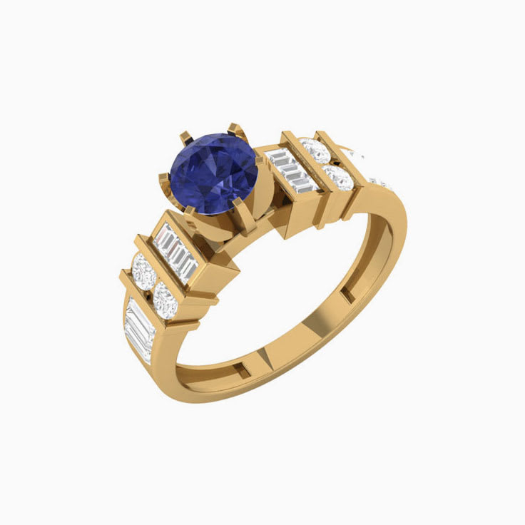 Tanzanite With Round And Baguette Diamond