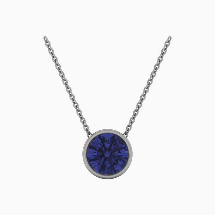 Bezel set tanzanite necklace