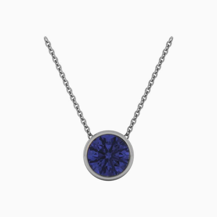 Bezel set tanzanite necklace