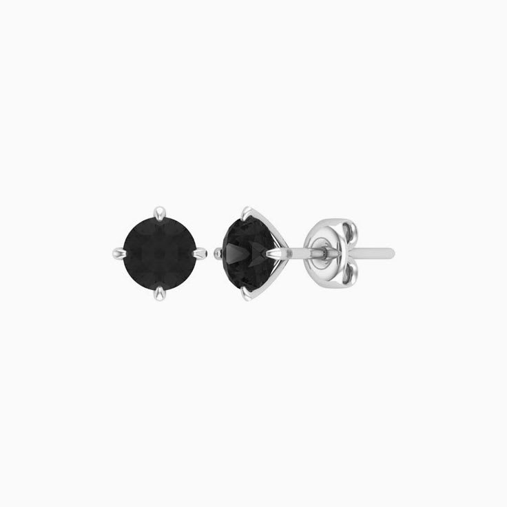 Black Diamond Round Stud Earrings