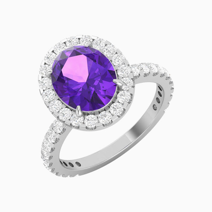 Amethyst with a Diamond Halo