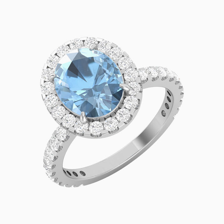 Aquamarine with a Diamond Halo