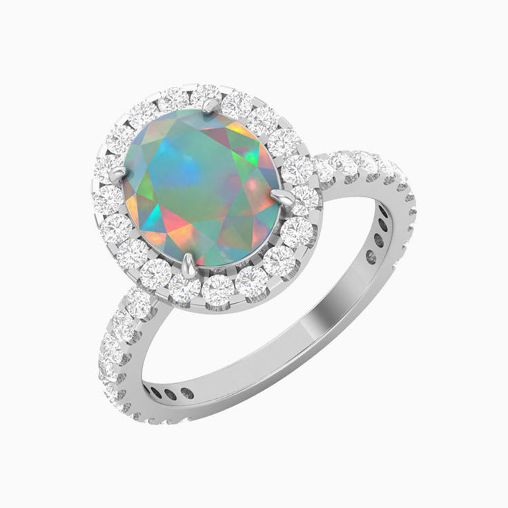 Opal with a Diamond Halo