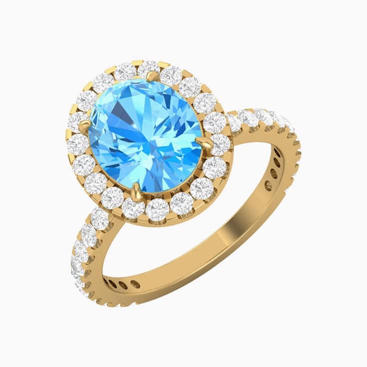 Topaz Blue with a Diamond Halo