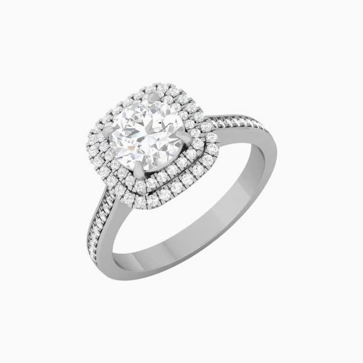 Round Diamond with Double Cushion Halo
