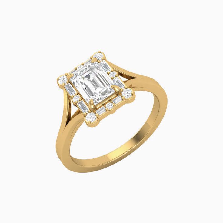 Emerald Halo Ladies Engagement Ring
