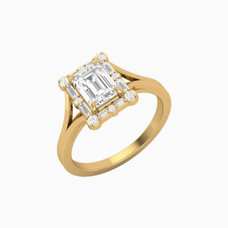 Emerald Halo Ladies Engagement Ring