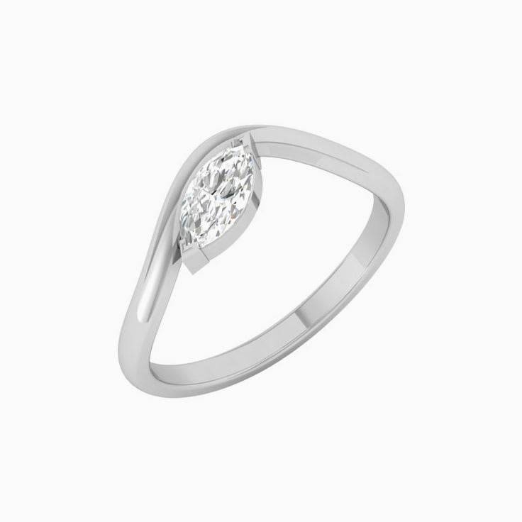Solitaire Marquise Wave Ring
