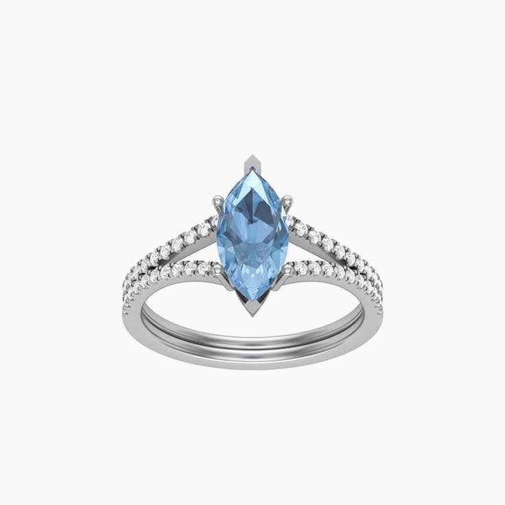 Marquise Aquamarine diamond ring