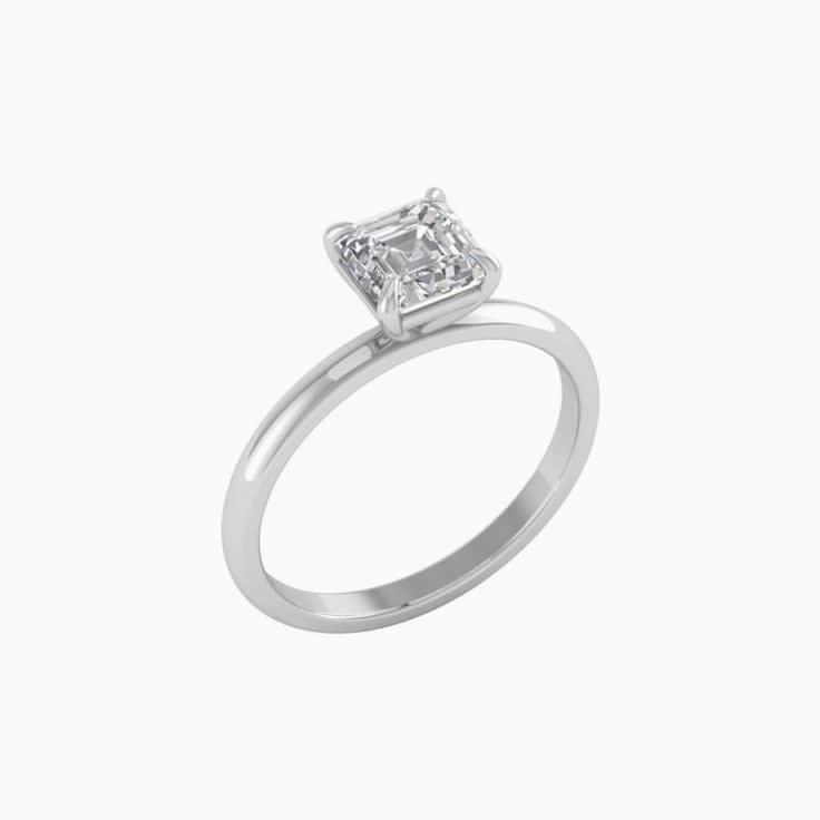 1ct Asscher Cut Mossanite Engagement Ring