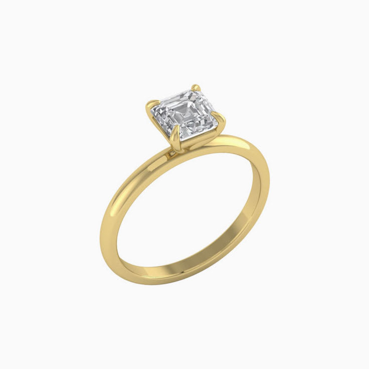 1ct Asscher Cut Mossanite Engagement Ring