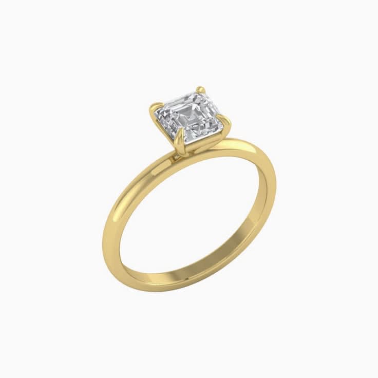 1ct Asscher Cut Mossanite Engagement Ring