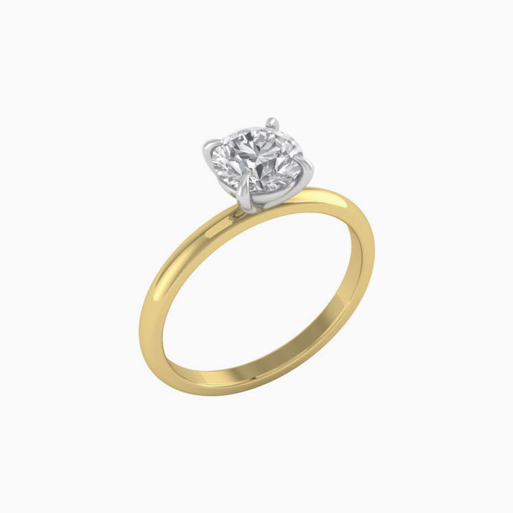 Two Tone 1ct Round Cut Mossanite Engagement Ring