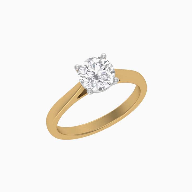 two tone round mossanite engagement ring