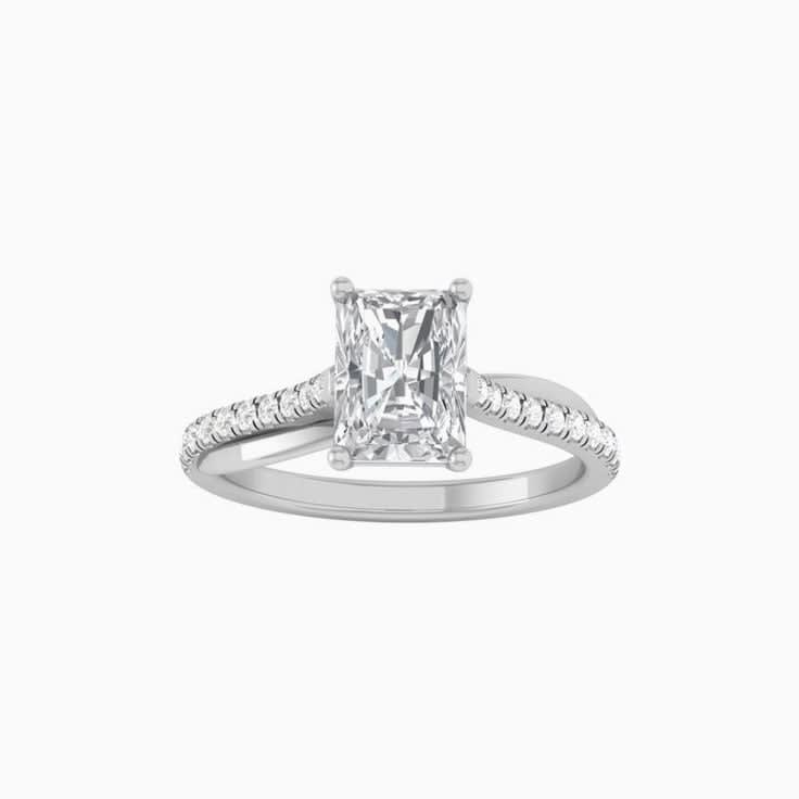 Radiant Mossanite Engagement Ring On A Twisted Band