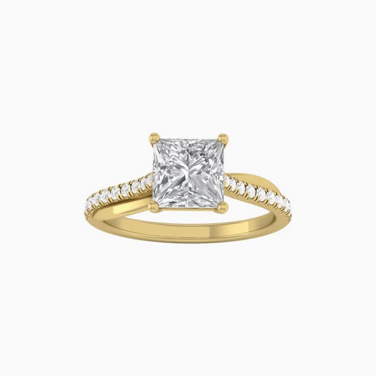 Princess Mossanite Engagement Ring On A Twisted Band