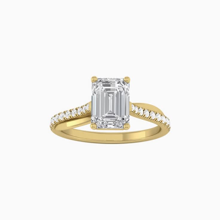 Emerald Mossanite Engagement Ring On A Twisted Band