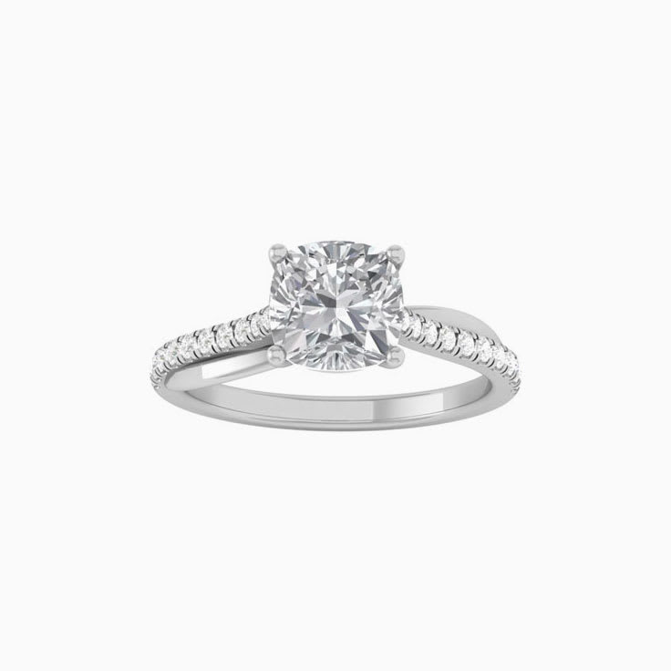 Cushion Square Mossanite Engagement Ring On A Twisted Band