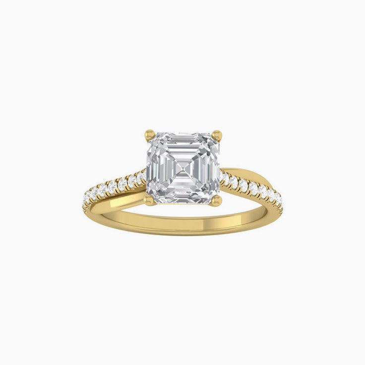 Asscher Mossanite Engagement Ring On A Twisted Band
