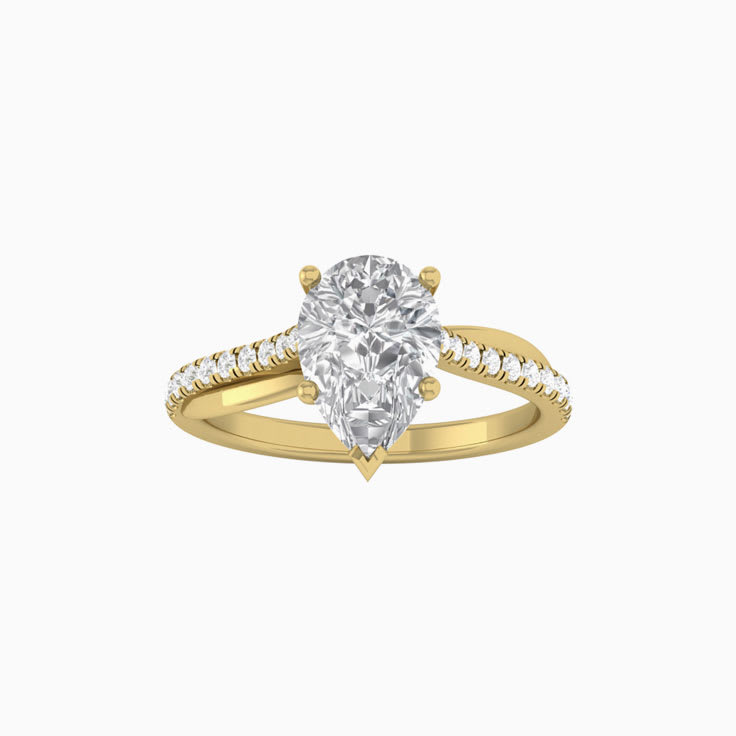 Pear Mossanite Engagement Ring On A Twisted Band