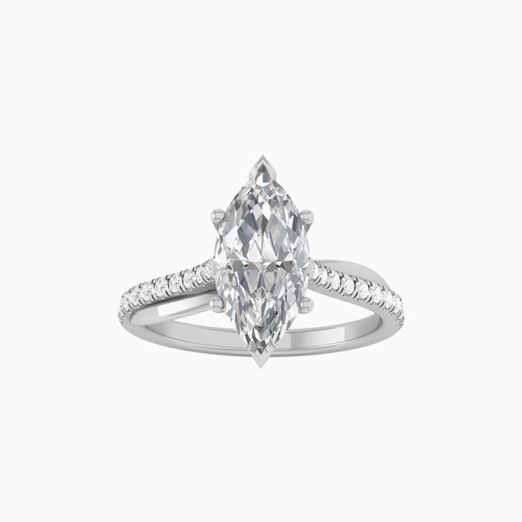 Marquise Mossanite Engagement Ring On A Twisted Band