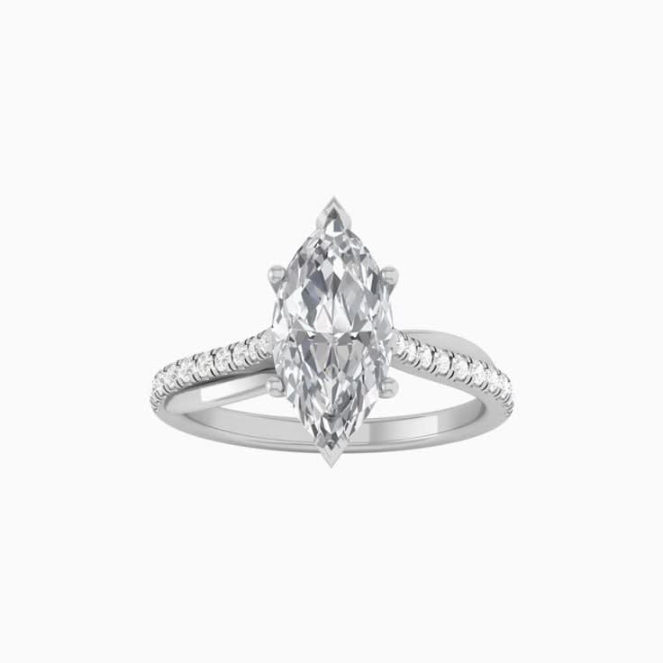 Marquise Mossanite Engagement Ring On A Twisted Band