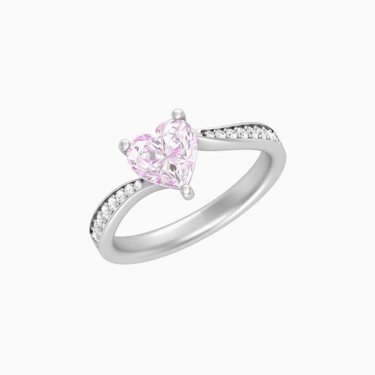 1ct pink diamond heart engagement ring