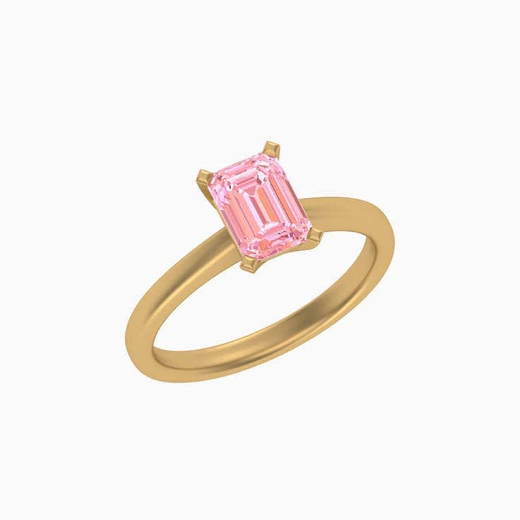 Classic emerald lab pink diamond engagement ring