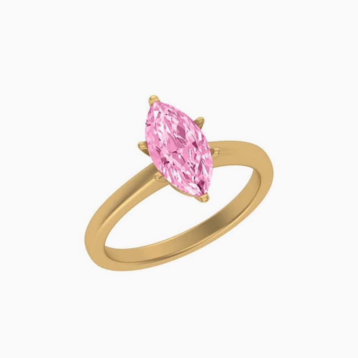 Classic marquise lab pink diamond engagement ring