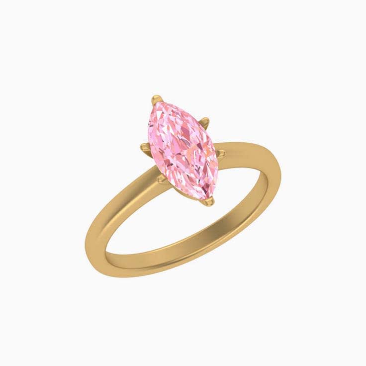 Classic marquise lab pink diamond engagement ring