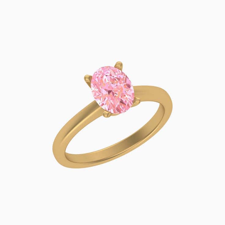 Classic oval lab pink diamond engagement ring