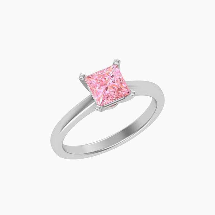 Classic princess lab pink diamond engagement ring