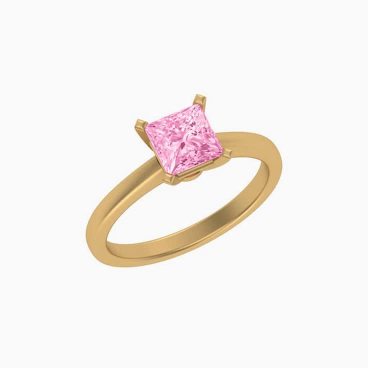 Classic princess lab pink diamond engagement ring