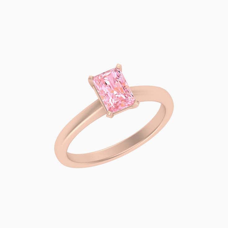 Classic radiant lab pink diamond engagement ring