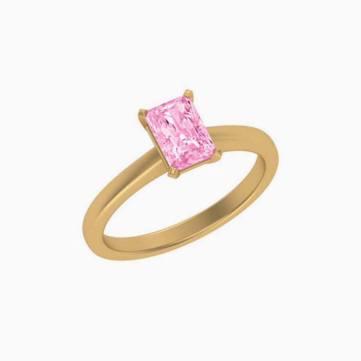 Classic radiant lab pink diamond engagement ring